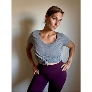 Victoria’s Secret PINK Open Back Tee Medium Gray Athleisure